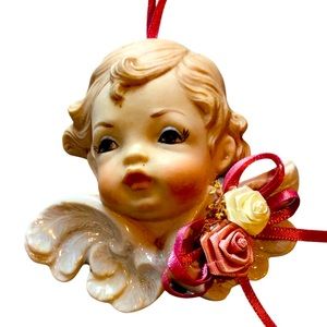 SCIOTO ANGEL Figurine Signed & Dated Handmade by CE 1989 Pink Vintage Rare